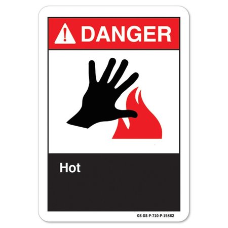 SIGNMISSION ANSI Danger Sign, Hot, 7in X 5in Decal, 5" H, 7" W, Landscape, Hot OS-DS-D-57-L-19862